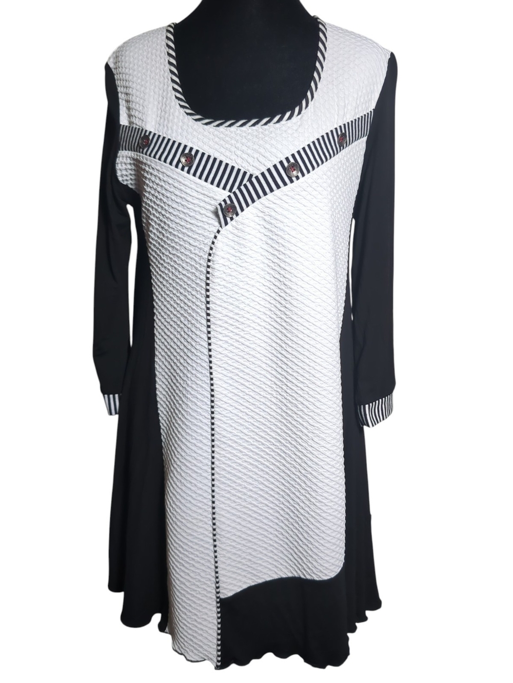 Dzhavael Couture Dress Small Asymmetrical Black White Honeycomb Avant Garde